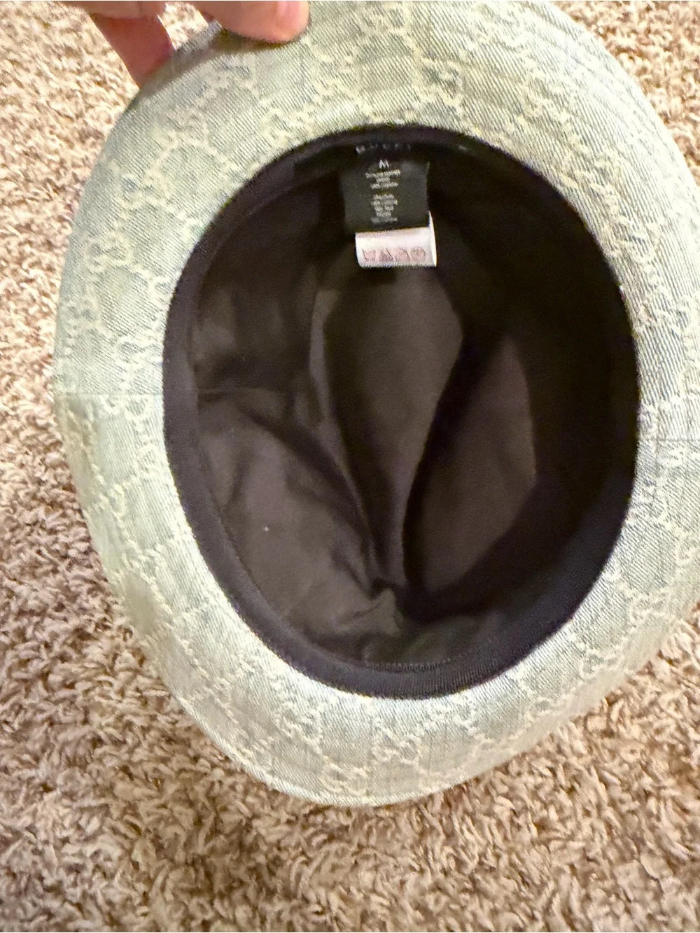 Gucci GG distressed denim fedora hat